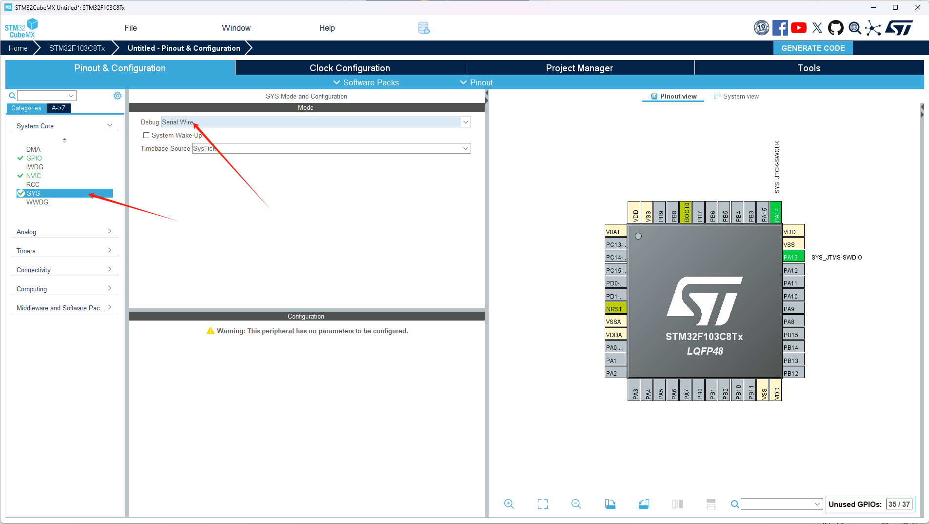 Configure SWD